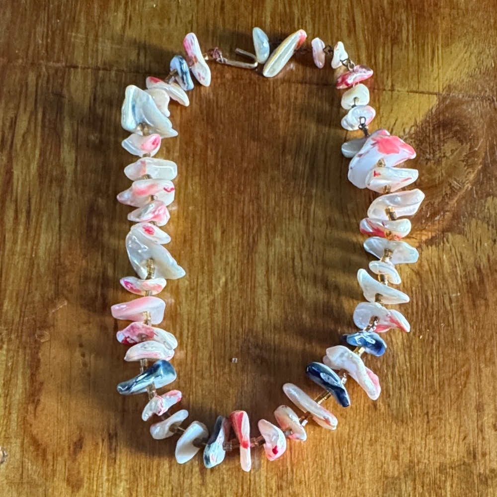Pink and White Beaded Necklace